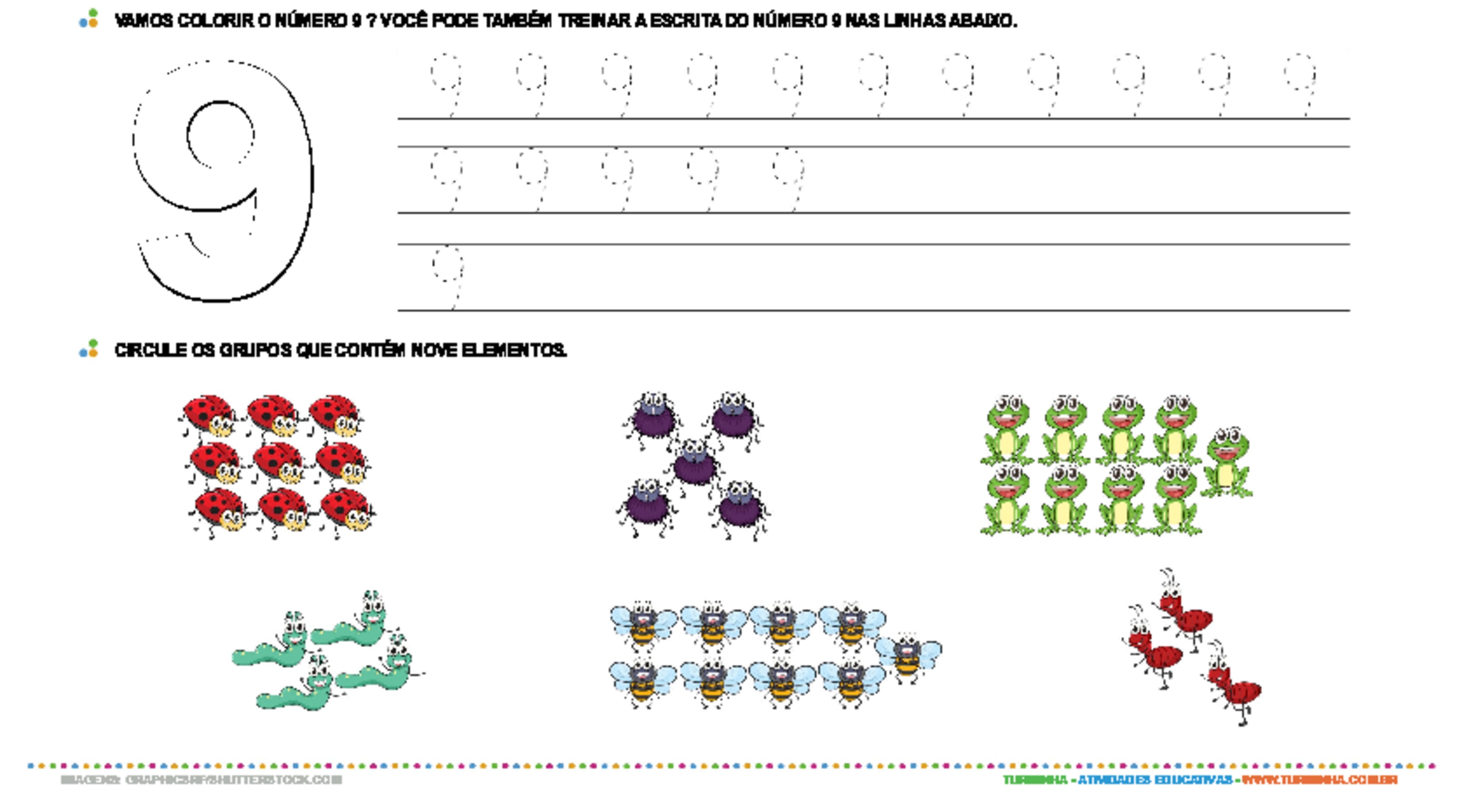 jogo educativo para crianças. pontilhar ou pintar os números por