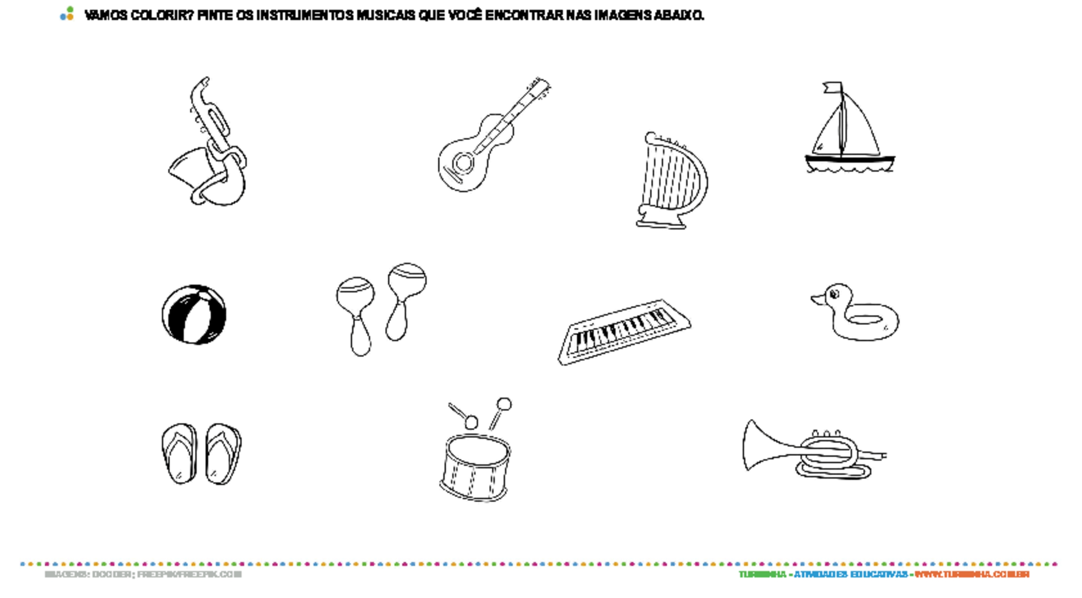 Conhecendo os instrumentos musicais - atividade educativa para Pré-Escola (4 e 5 anos)