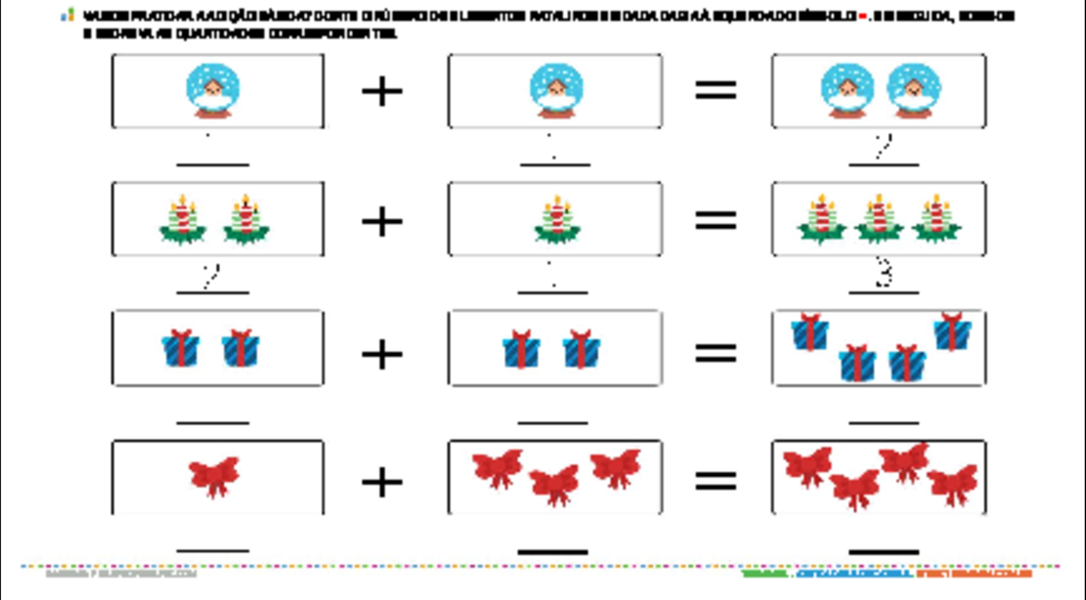 Adição básica - Natal - atividade educativa para Pré-Escola (4 e 5 anos)