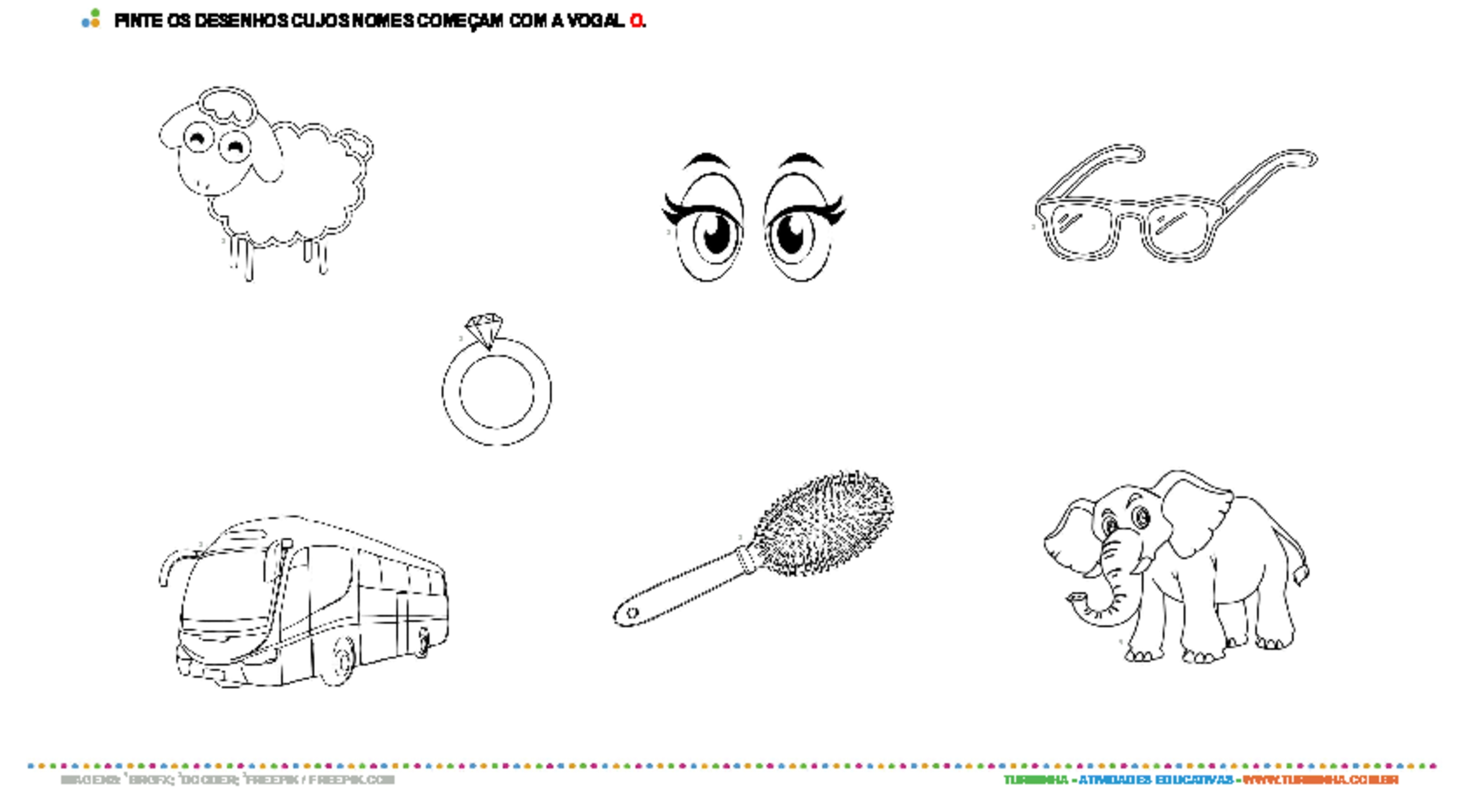 Colorindo desenhos com a vogal A - Atividade Educativa para Pré-Escola (4 e  5 anos)