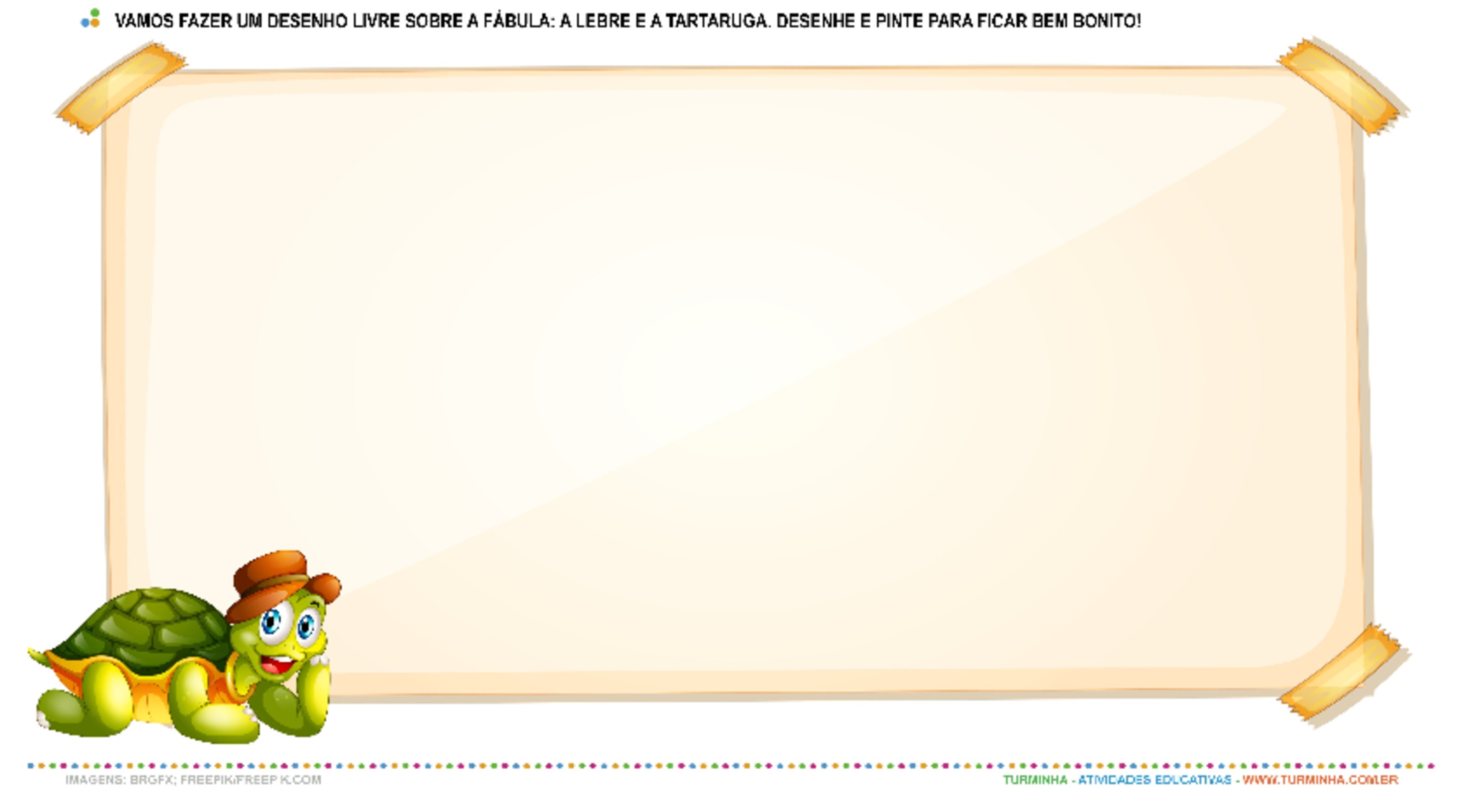 Fábula - A Lebre e a Tartaruga - Desenho Livre - Atividade