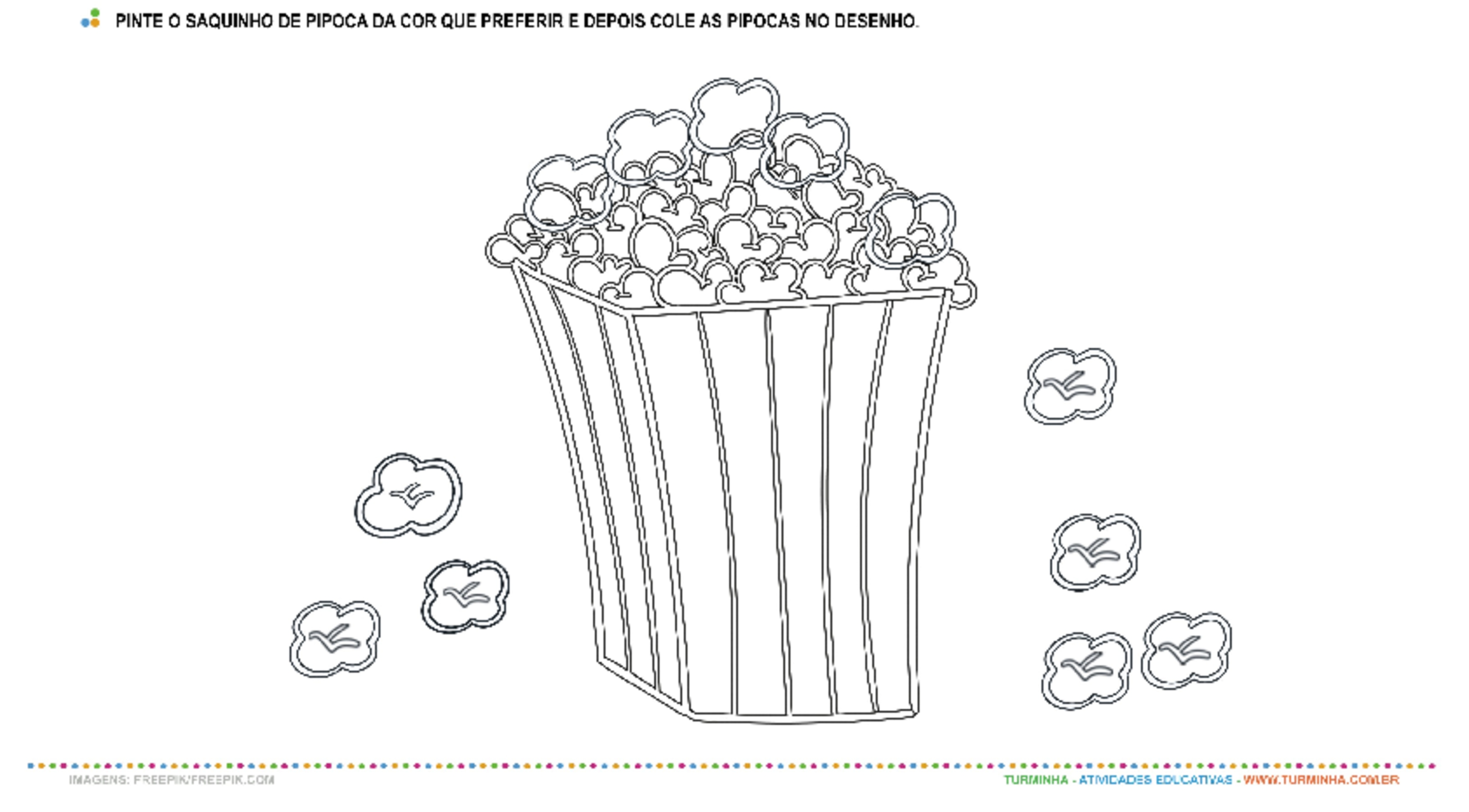 Pipoca - Colagem - atividade educativa para Creche (0 a 3 anos)