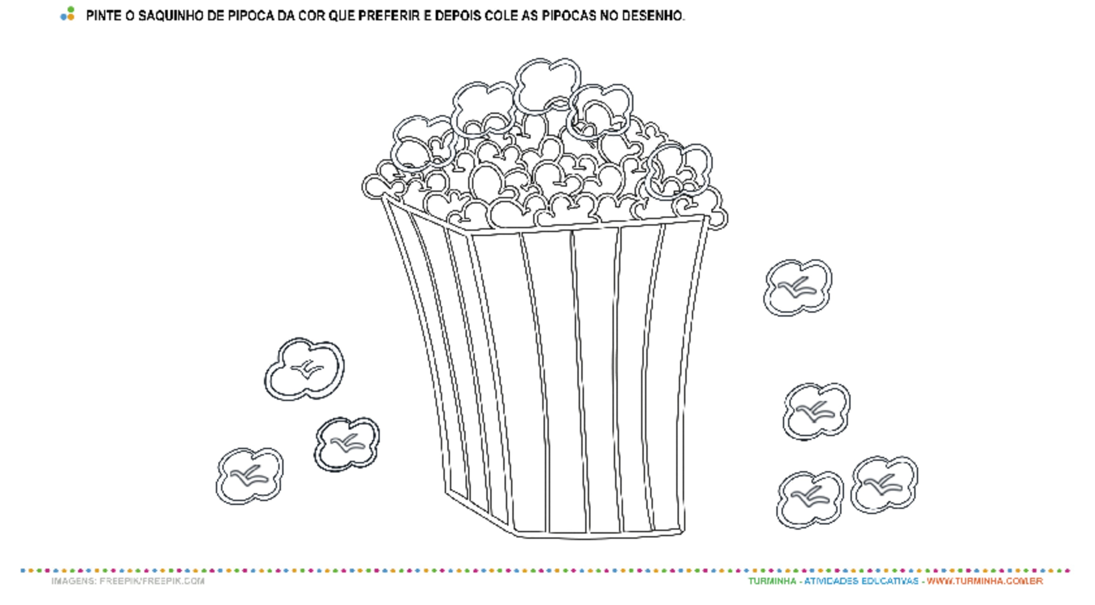 Pipoca - Colagem - atividade educativa para Creche (0 a 3 anos)