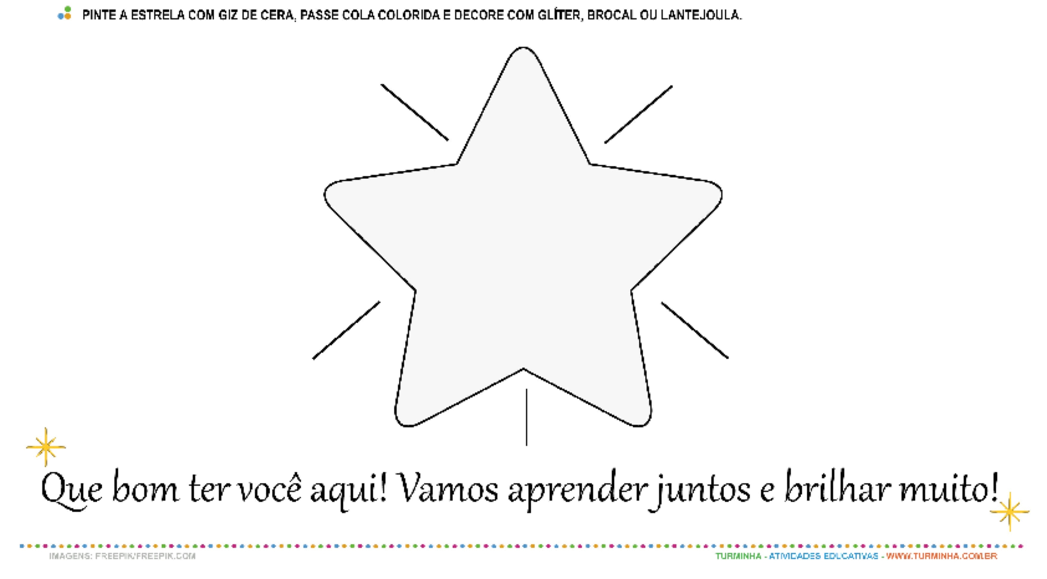 Volta às Aulas - Estrela Brilhante - atividade educativa para Pré-Escola (4 e 5 anos)