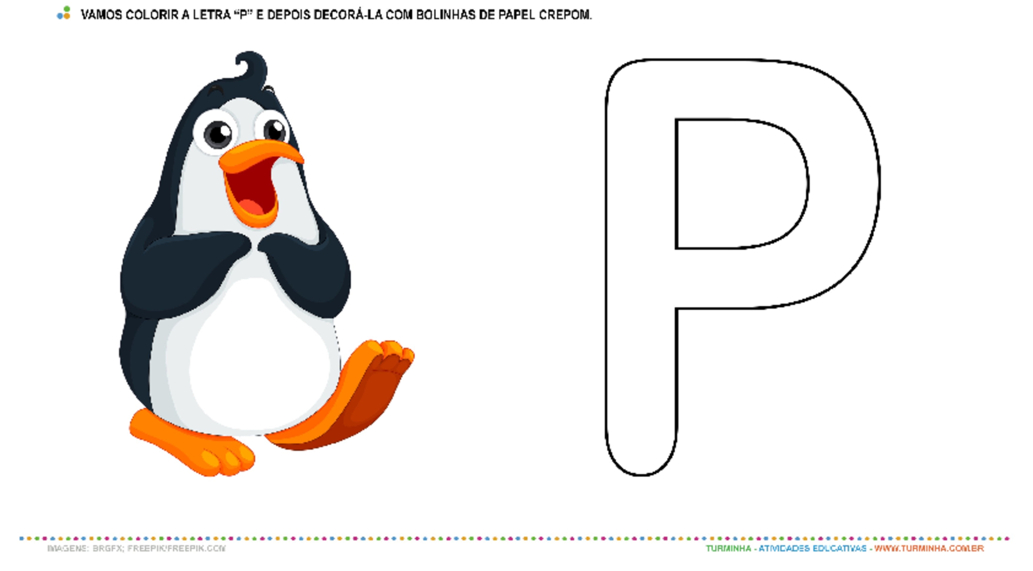 O Pinguim e a Letra “P” – Pintura e colagem - atividade educativa para Creche (0 a 3 anos)