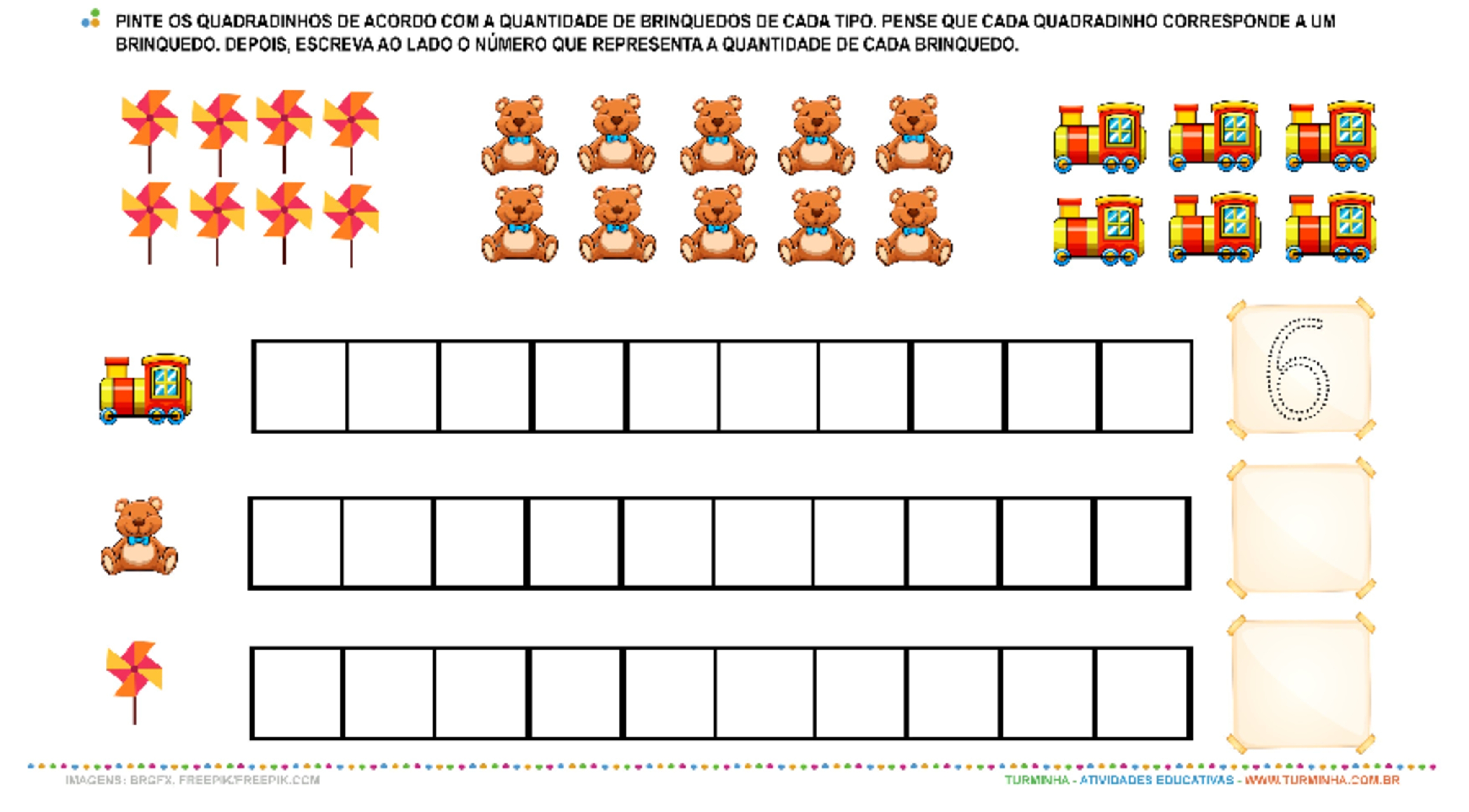 Contando a folha de atividades de matemática para crianças de