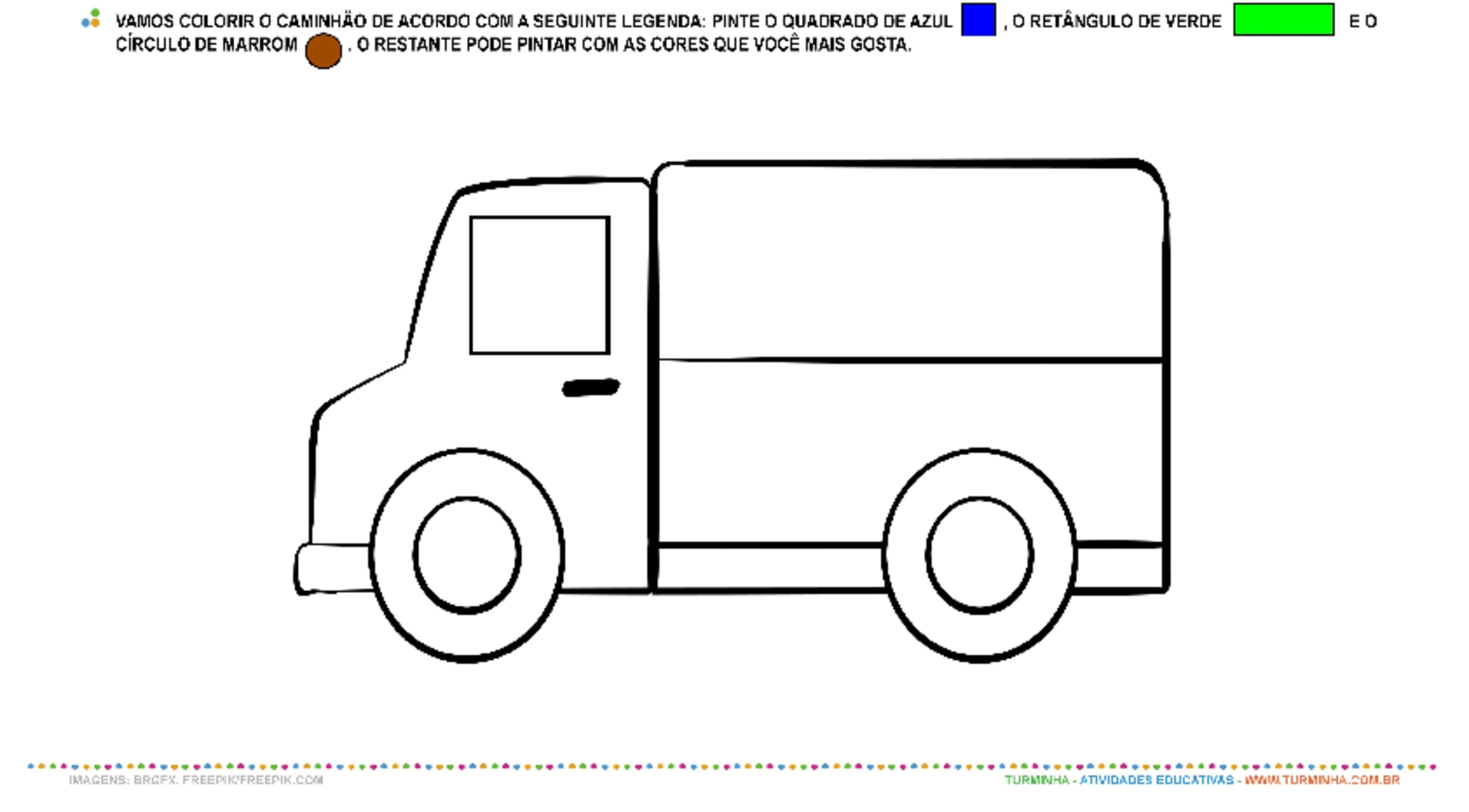 O Caminhão e as Formas Geométricas - Pintura - atividade educativa para Pré-Escola (4 e 5 anos)