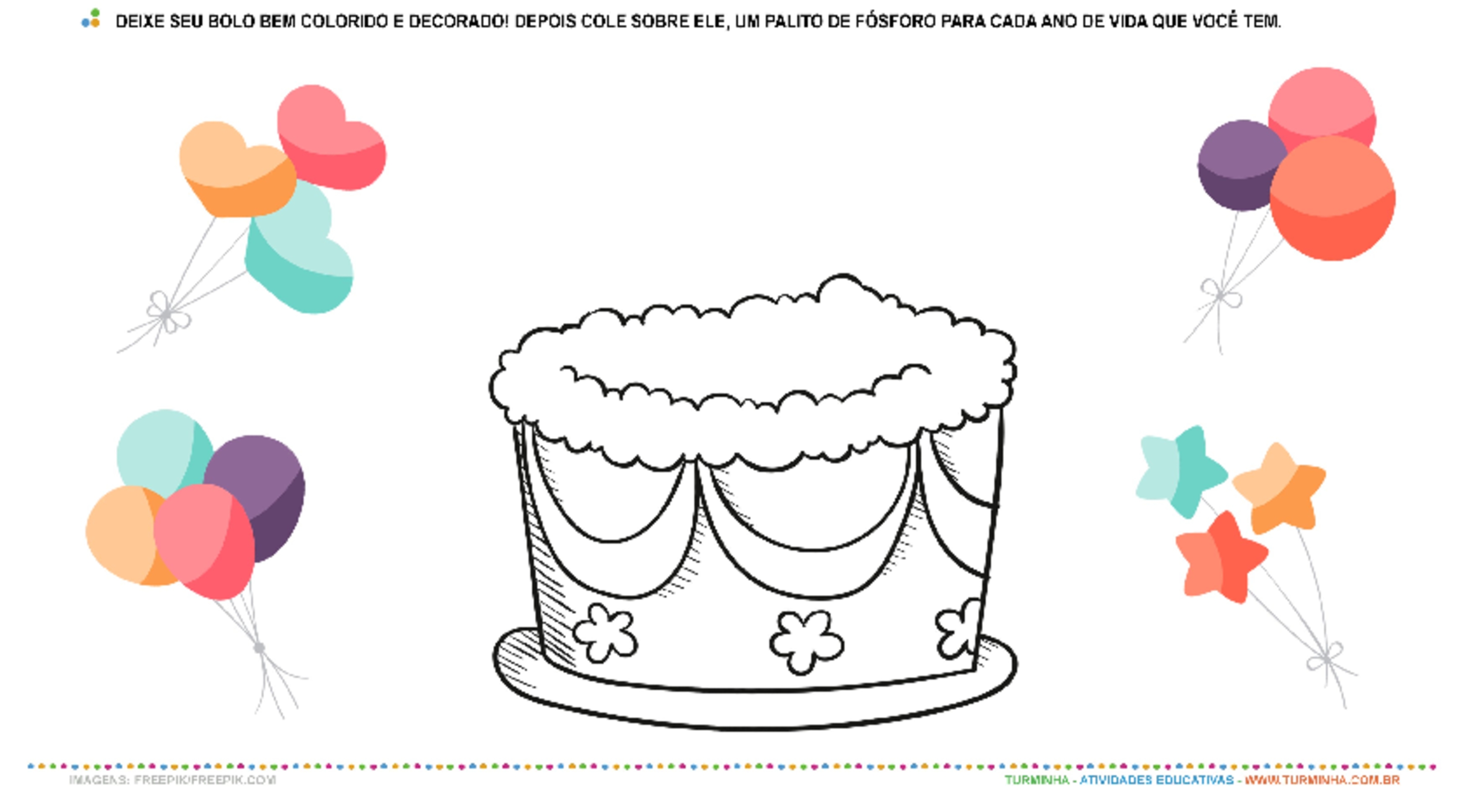 Bolo de Aniversário – Pintura e Colagem - atividade educativa para Creche (0 a 3 anos)