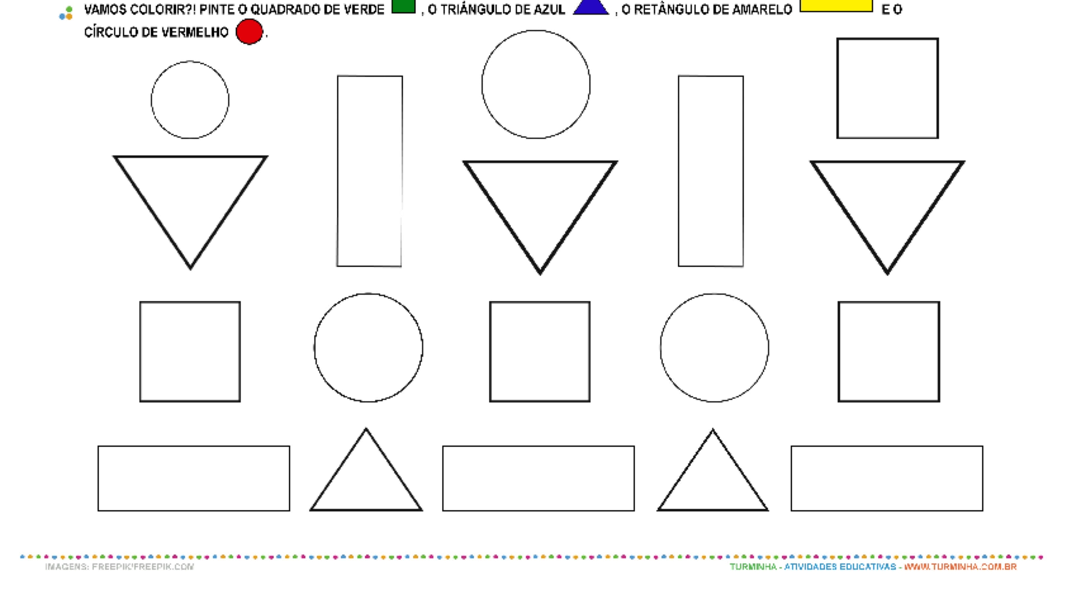 Formas Geométricas - Observação e Pintura - atividade educativa para Creche (0 a 3 anos)