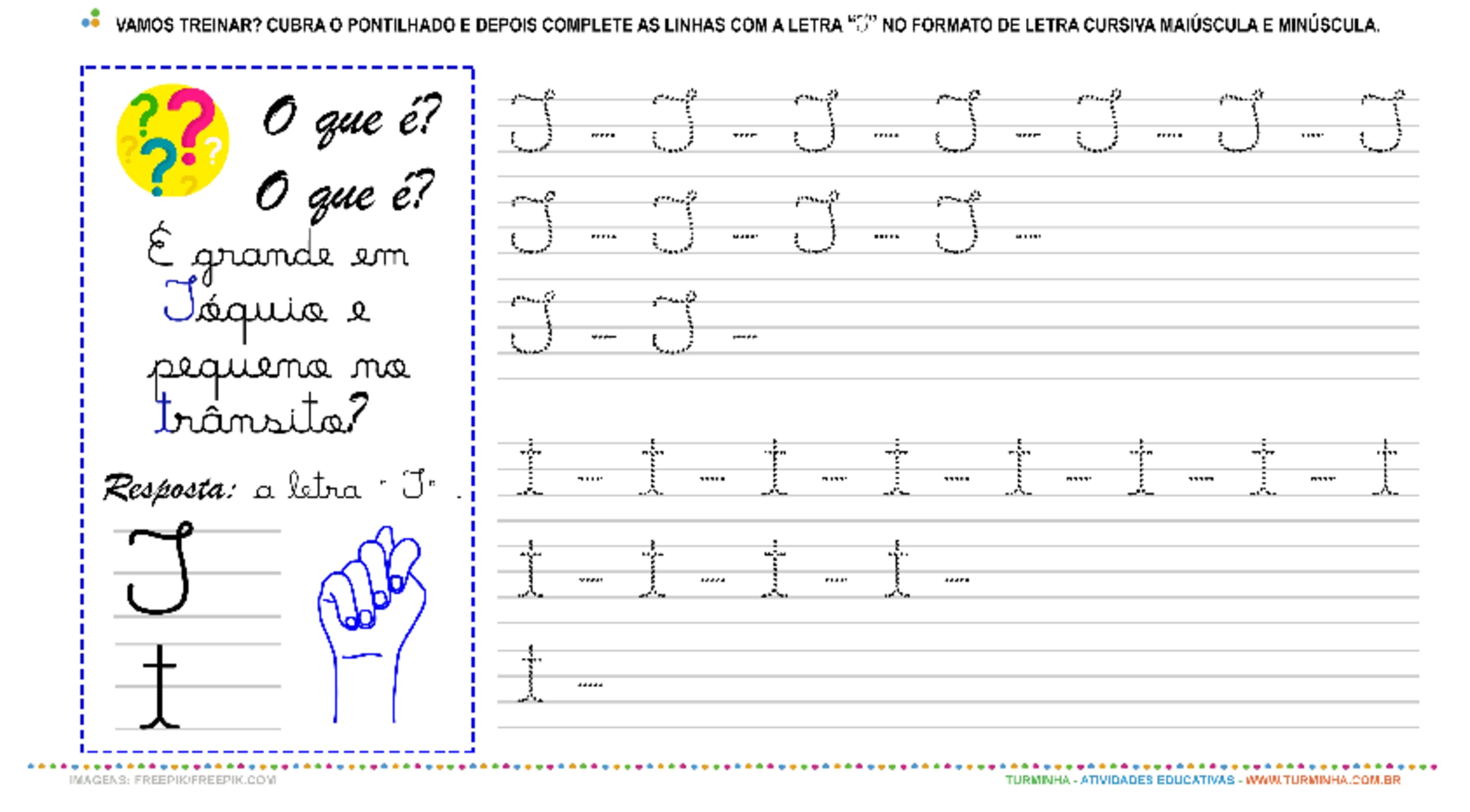 A Letra “T” Cursiva - Caligrafia - atividade educativa para Pré-Escola (4 e 5 anos)