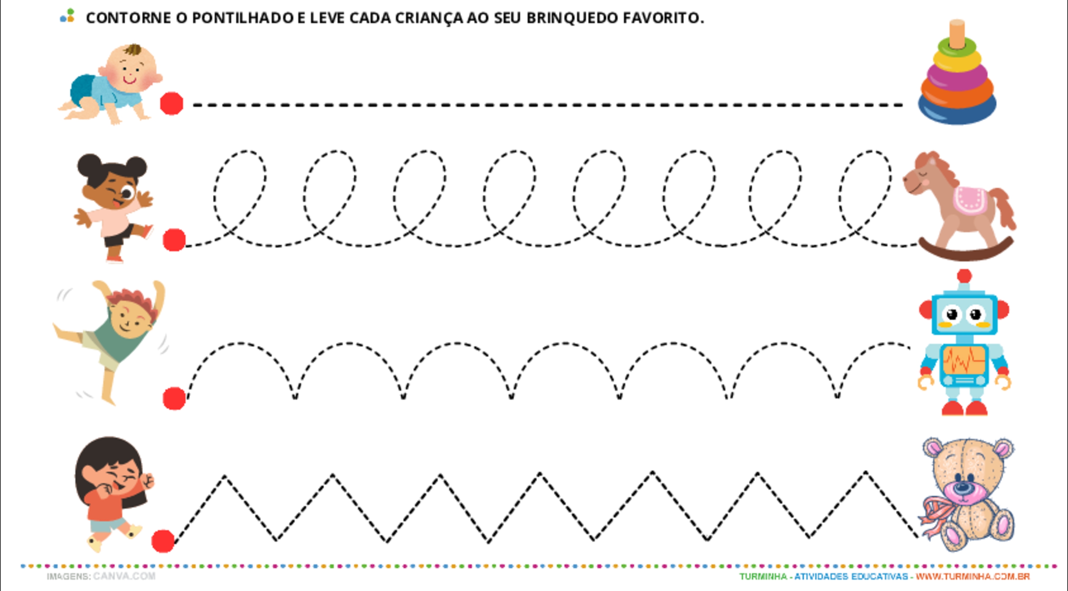 Caminhos divertidos até o brinquedo!- atividade educativa para Creche (0 a 3 anos) Caminhos divertidos até o brinquedo! - atividade educativa para Creche (0 a 3 anos)