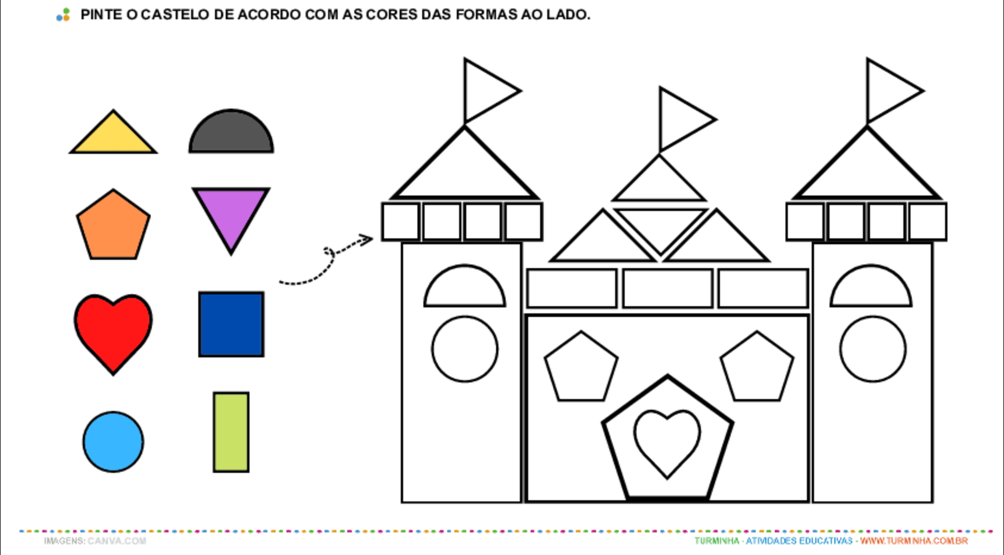 Castelo das Cores e das Formas - atividade educativa para Pré-Escola (4 e 5 anos)