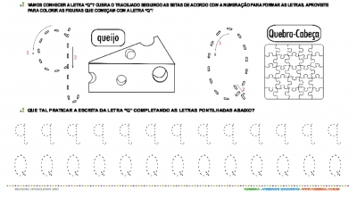 Letra Q de forma maiúscula e minúscula