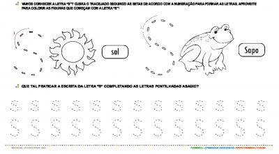 Letra S de forma maiúscula e minúscula