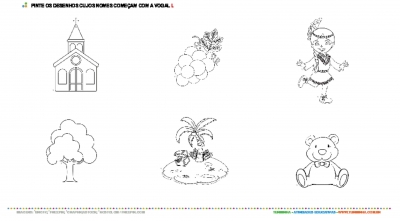 Colorindo desenhos com a vogal I